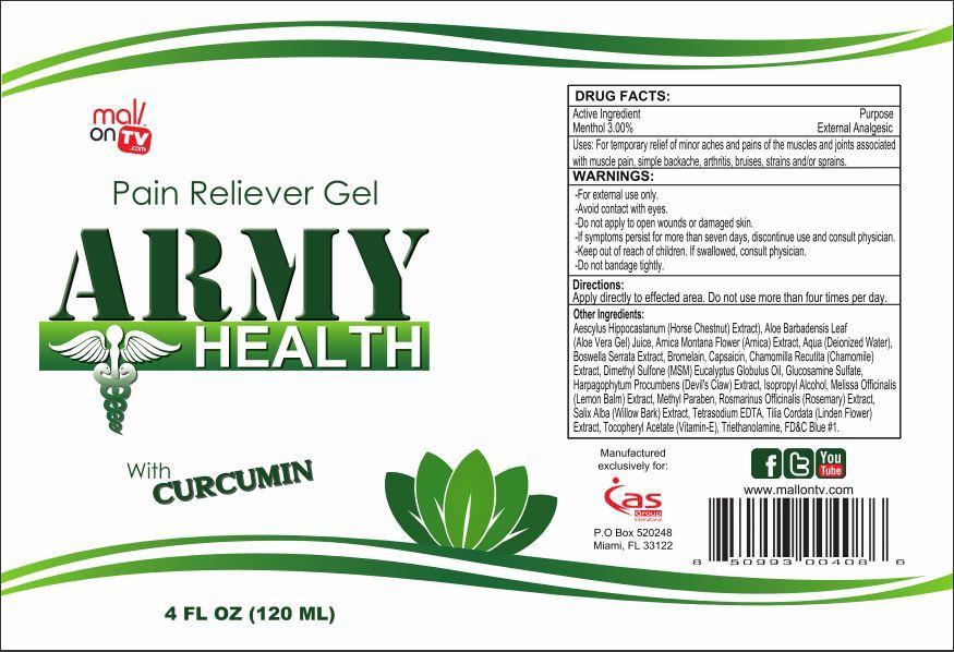 Army Health Pain Reliever (Cas Group International) MENTHOL 3mL in