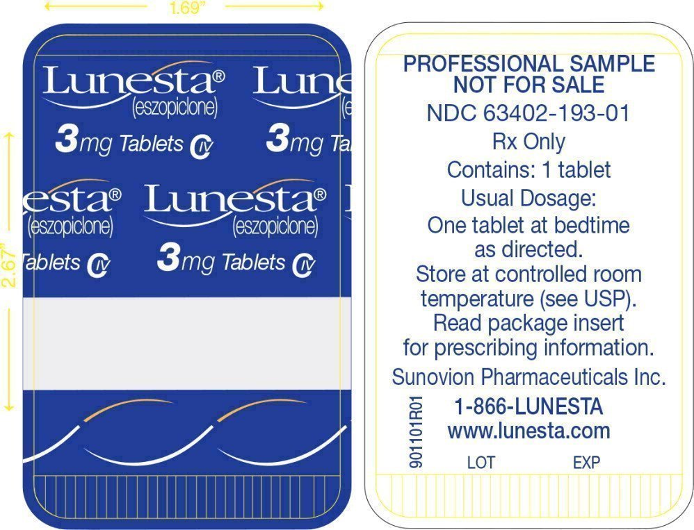 Lunesta - FDA prescribing information, side effects and uses